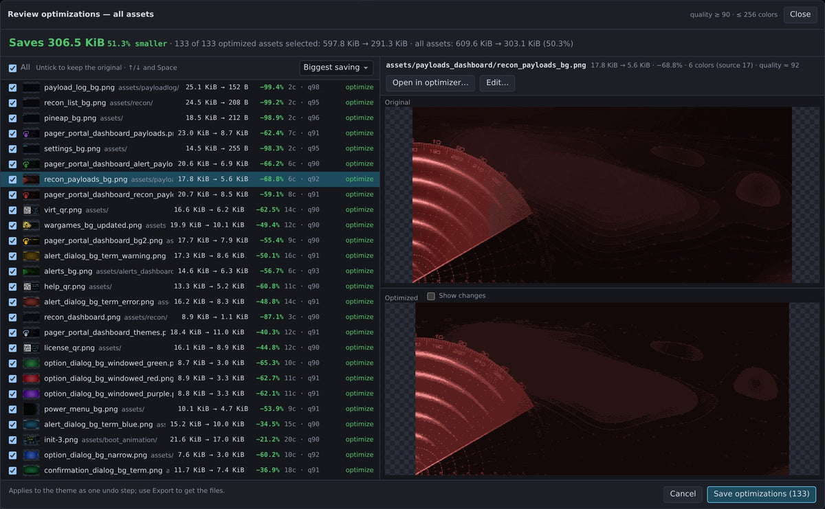 Batch optimizing every image in the theme